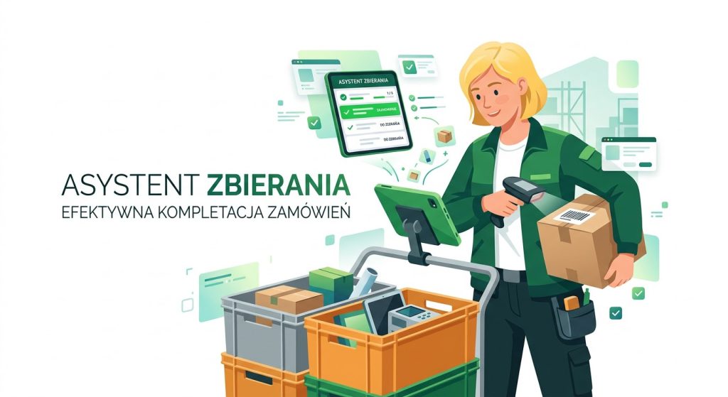 Obraz pokazuje osobę, korzystającą z asystenta zbierania