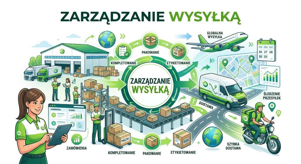 Obraz pokazuje proces wysyłki zamówienia