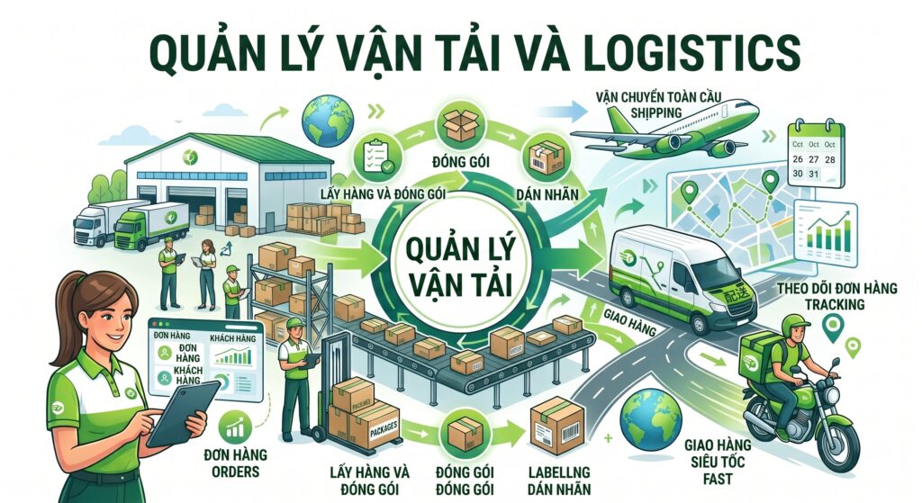 Hình ảnh hiển thị quy trình giao hàng cho đơn hàng