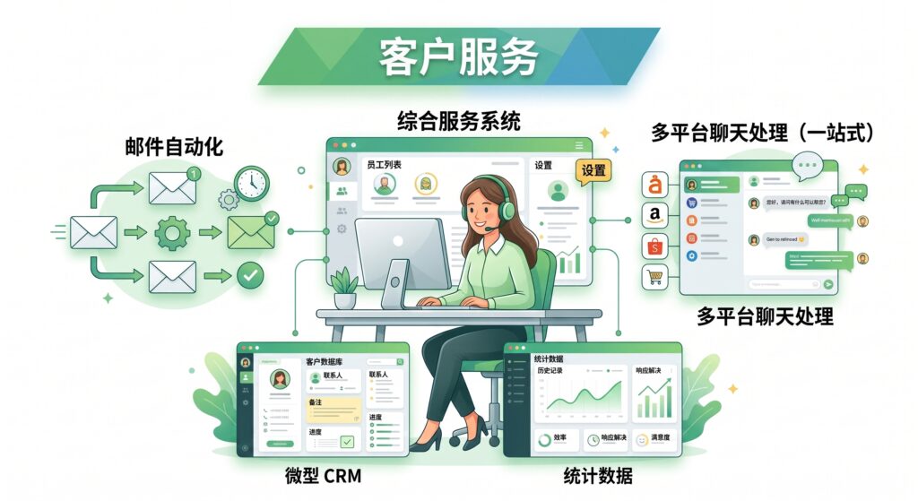 展示客户服务模块功能的图片